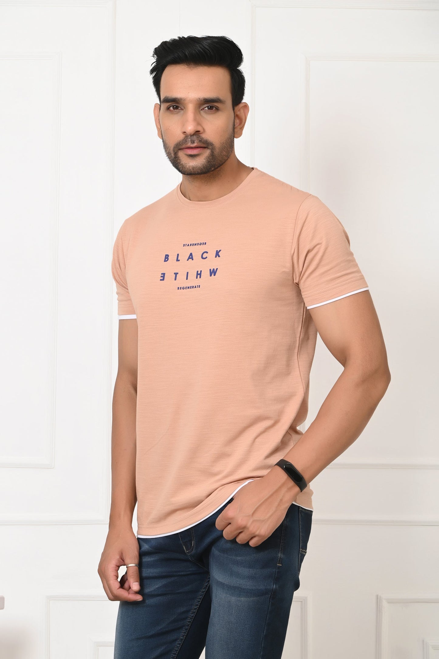 Arbour Men Round Neck Stylish Slim Fit T-Shirt