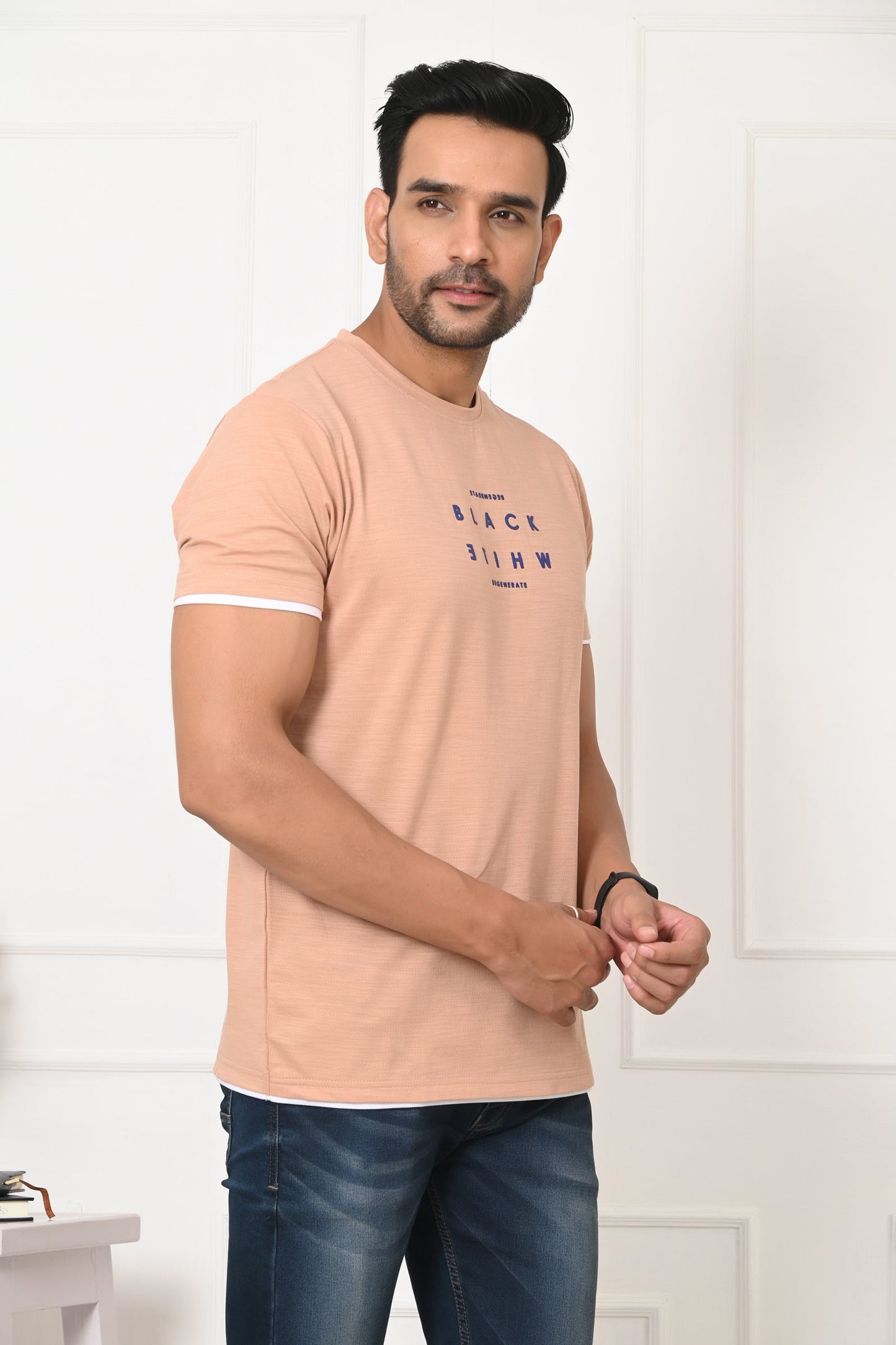 Arbour Men Round Neck Stylish Slim Fit T-Shirt