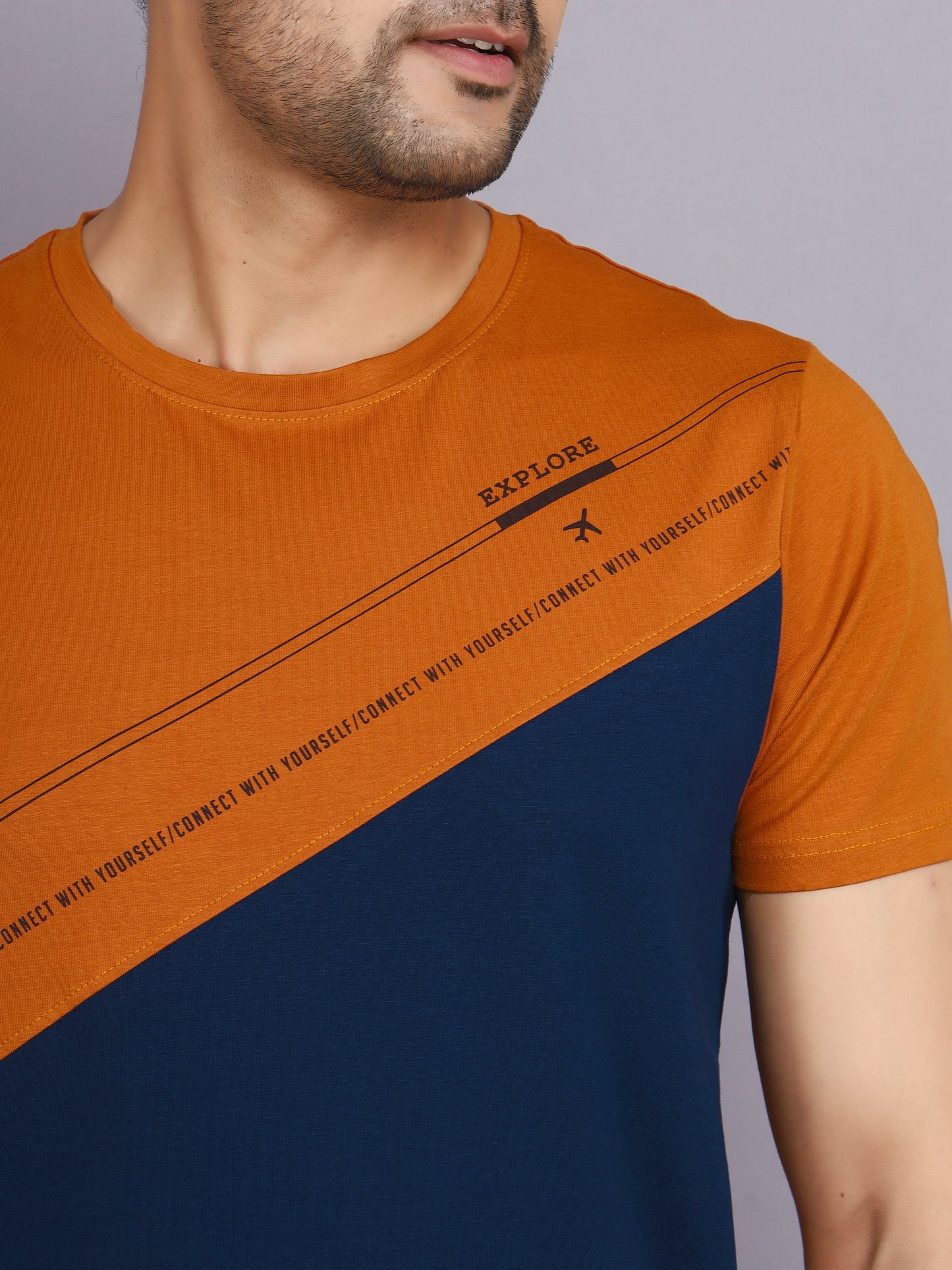 Arbour Men Colorblock Round Neck Cotton Blend Multicolor T-Shirt