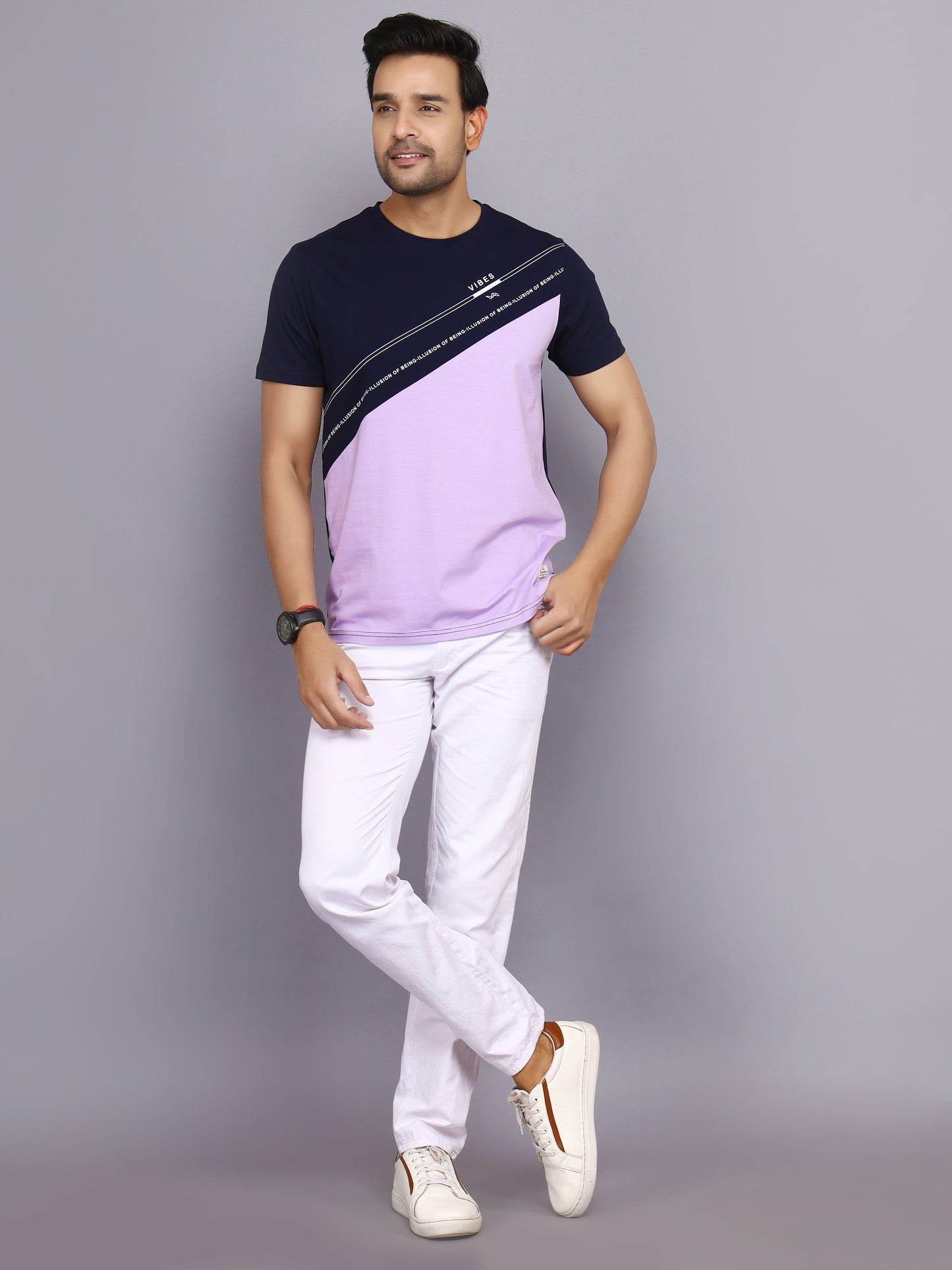 Arbour Men Colorblock Round Neck Cotton Blend Multicolor T-Shirt