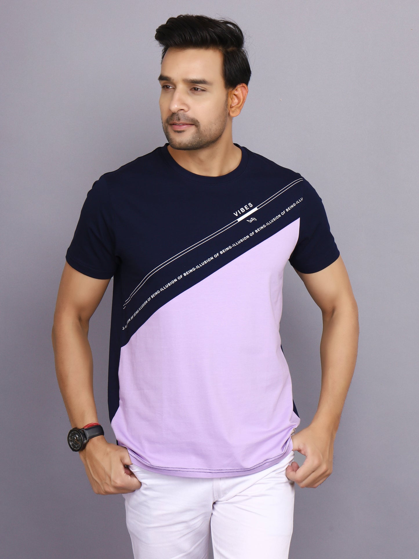 Arbour Men Colorblock Round Neck Cotton Blend Multicolor T-Shirt