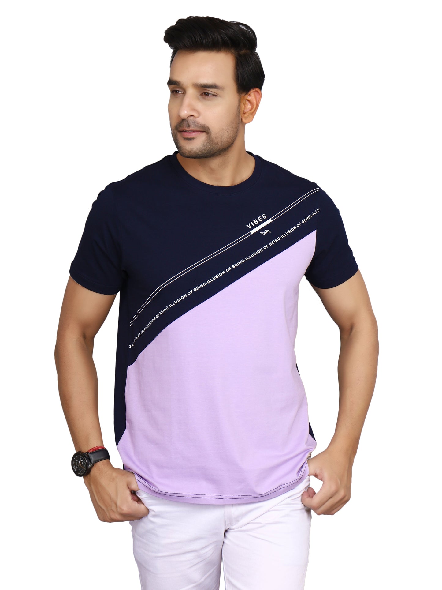 Arbour Men Colorblock Round Neck Cotton Blend Multicolor T-Shirt