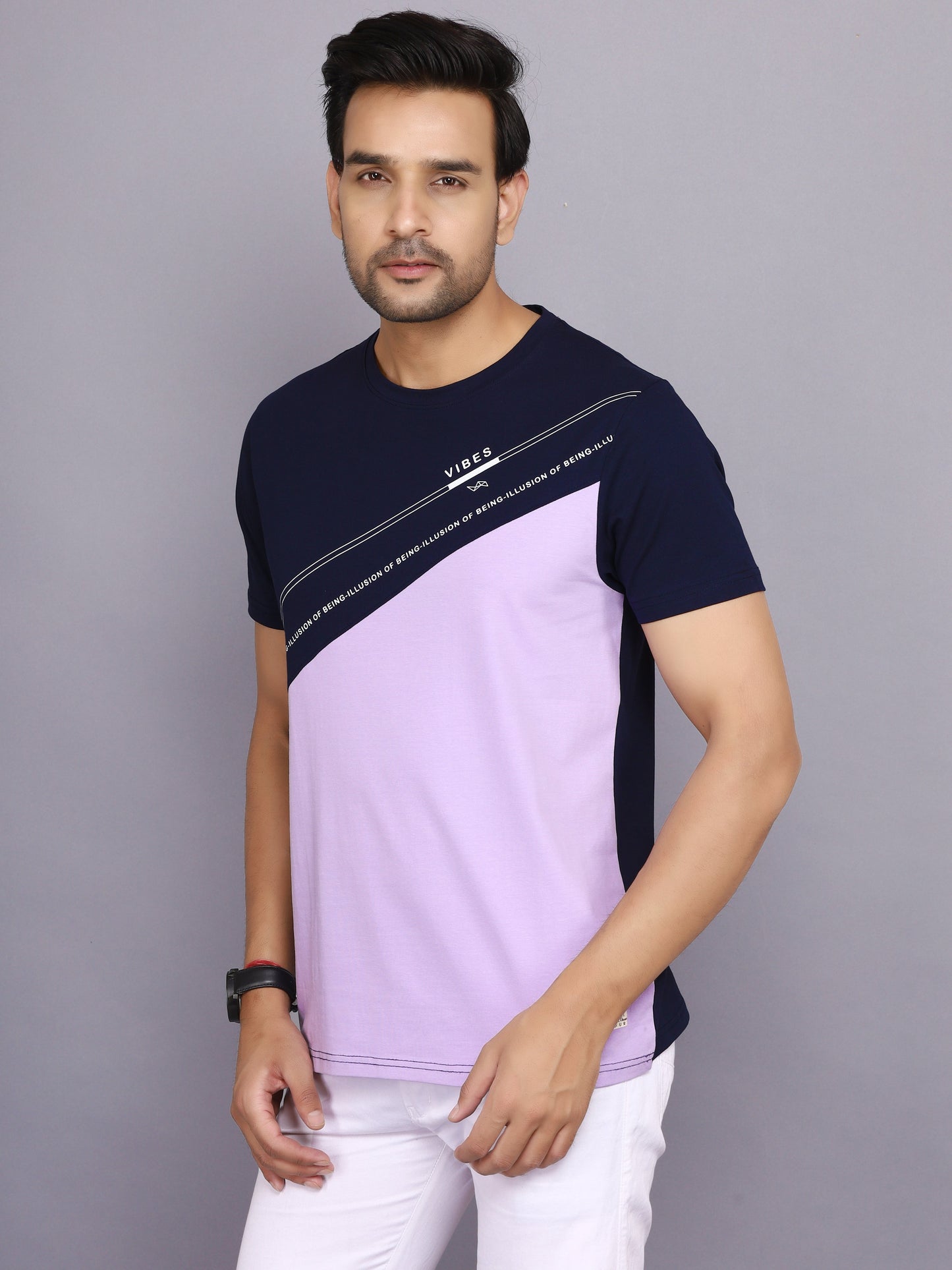 Arbour Men Colorblock Round Neck Cotton Blend Multicolor T-Shirt