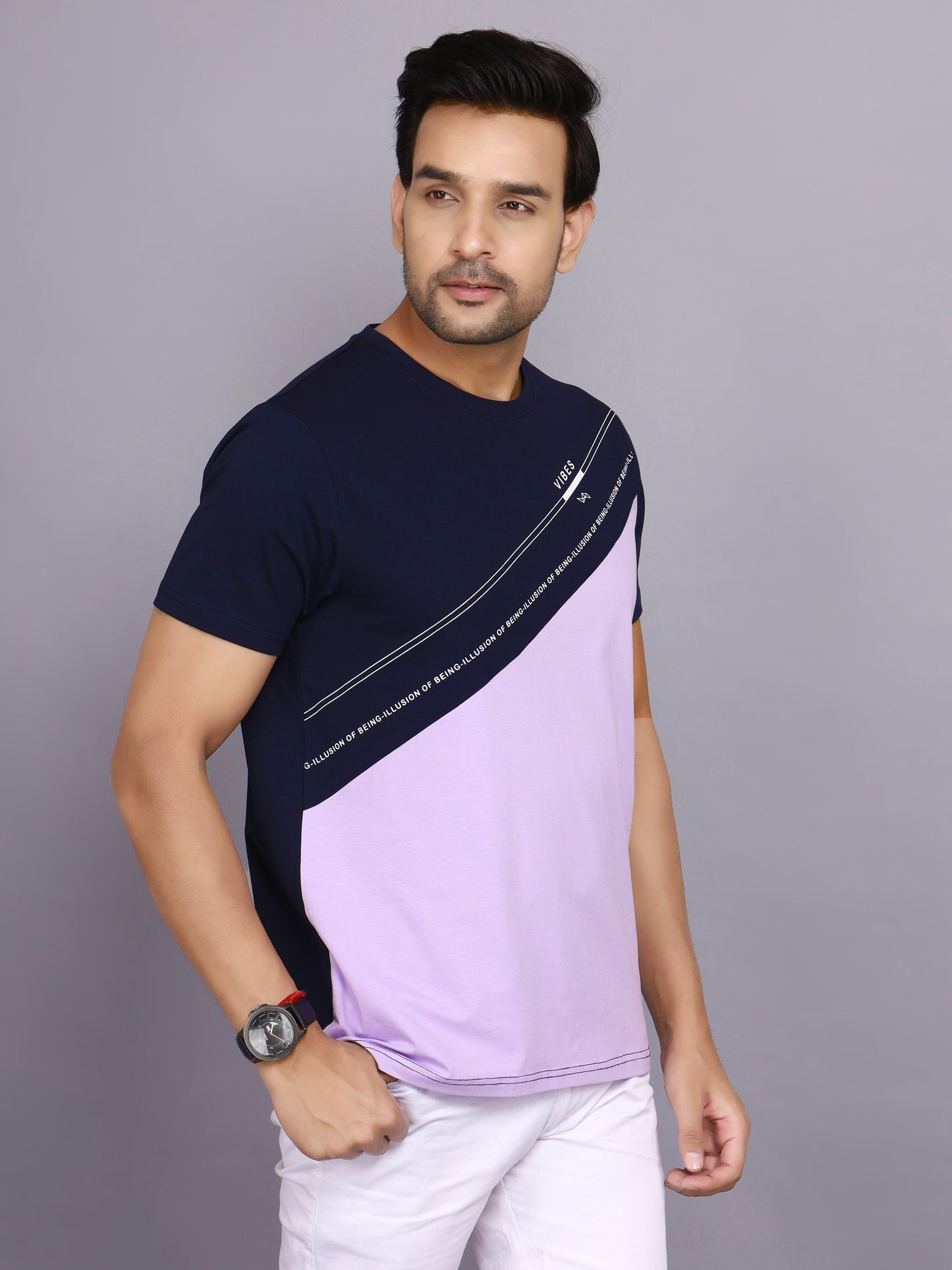 Arbour Men Colorblock Round Neck Cotton Blend Multicolor T-Shirt