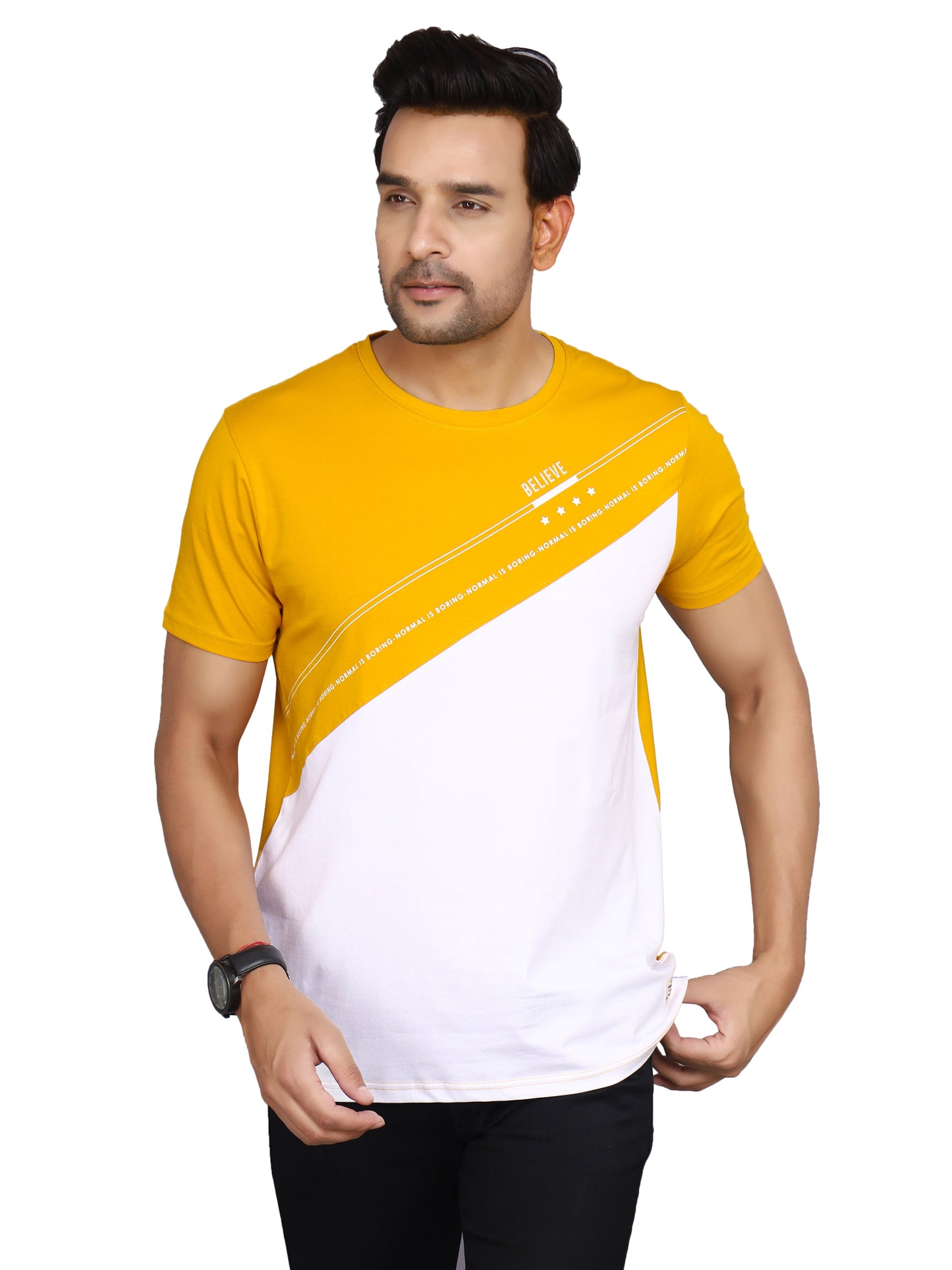 Arbour Men Colorblock Round Neck Cotton Blend Multicolor T-Shirt