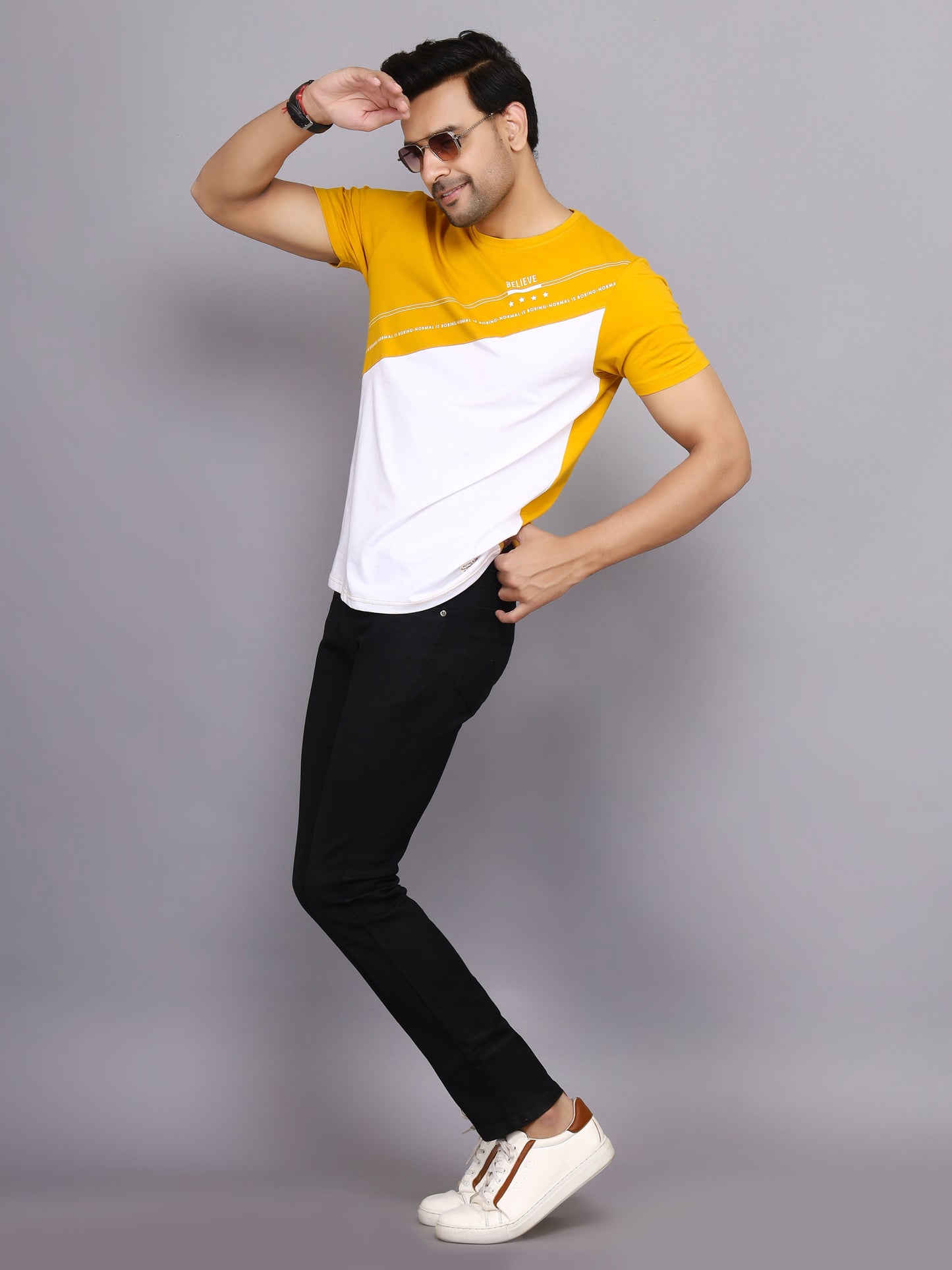 Arbour Men Colorblock Round Neck Cotton Blend Multicolor T-Shirt