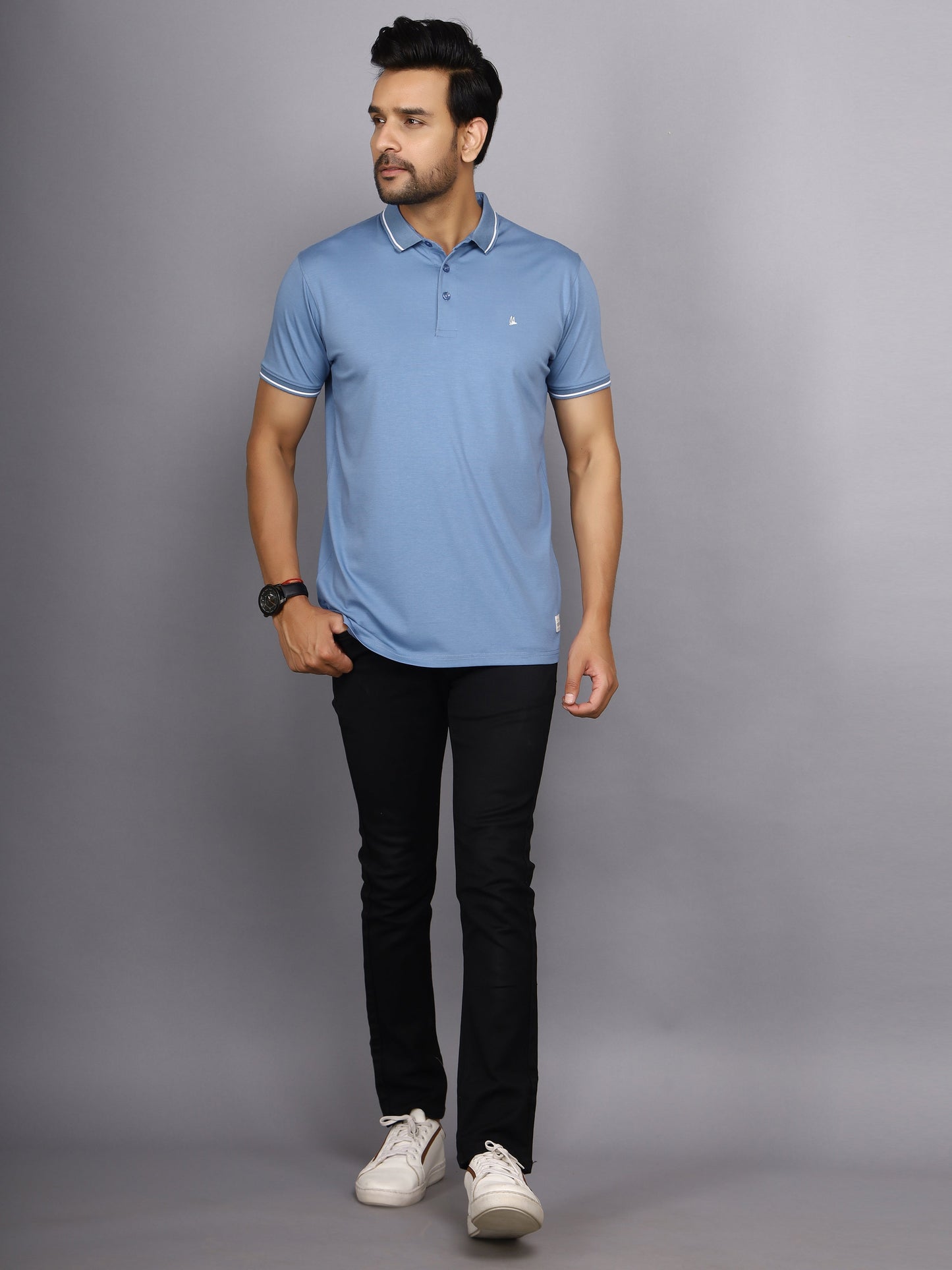 Arbour Men Polo Neck Solid Half Sleeves T-Shirt