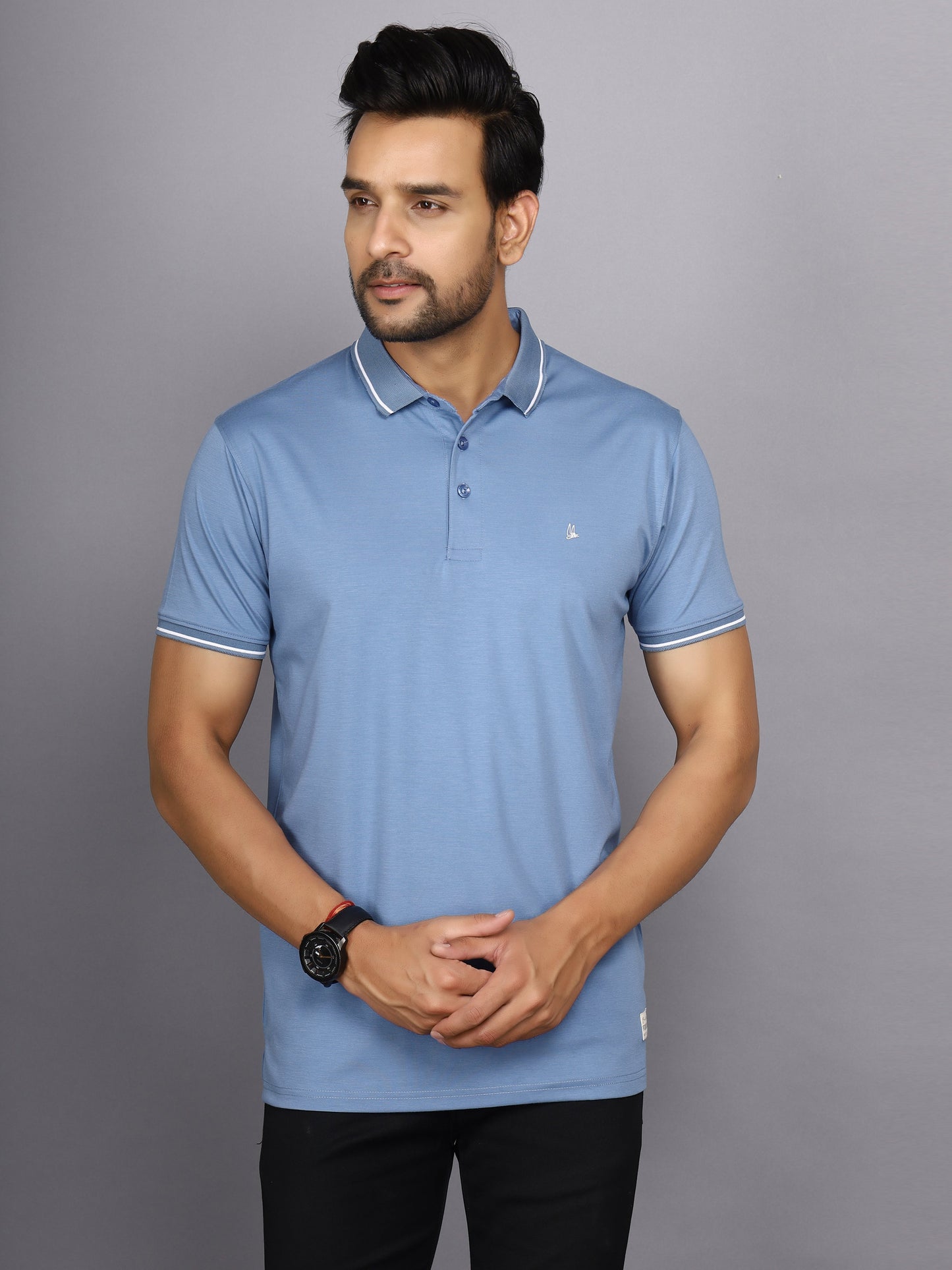 Arbour Men Polo Neck Solid Half Sleeves T-Shirt