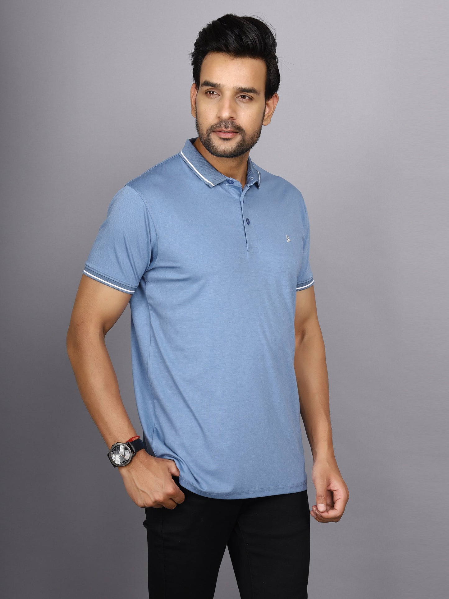 Arbour Men Polo Neck Solid Half Sleeves T-Shirt