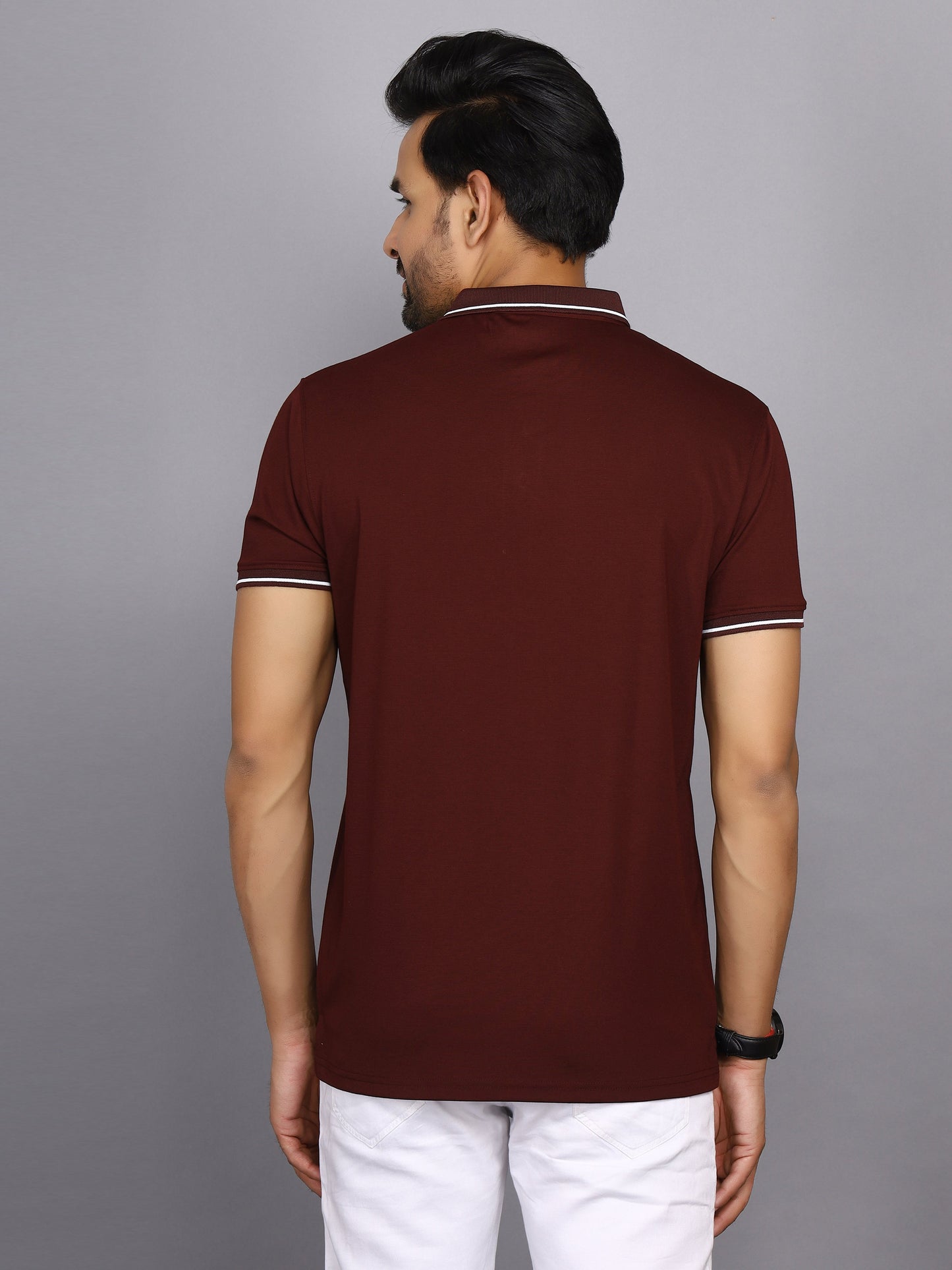 Arbour Men Polo Neck Solid Half Sleeves T-Shirt