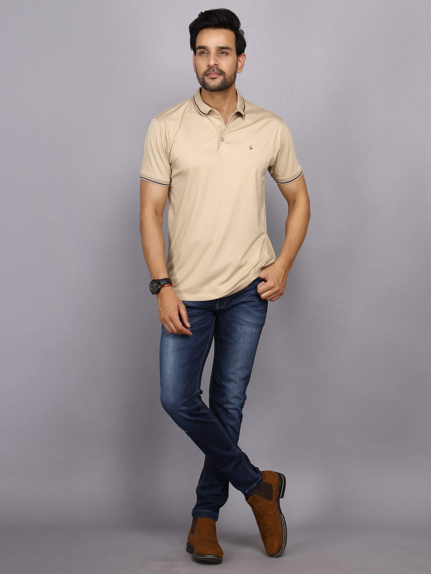 Arbour Men Polo Neck Solid Half Sleeves T-Shirt