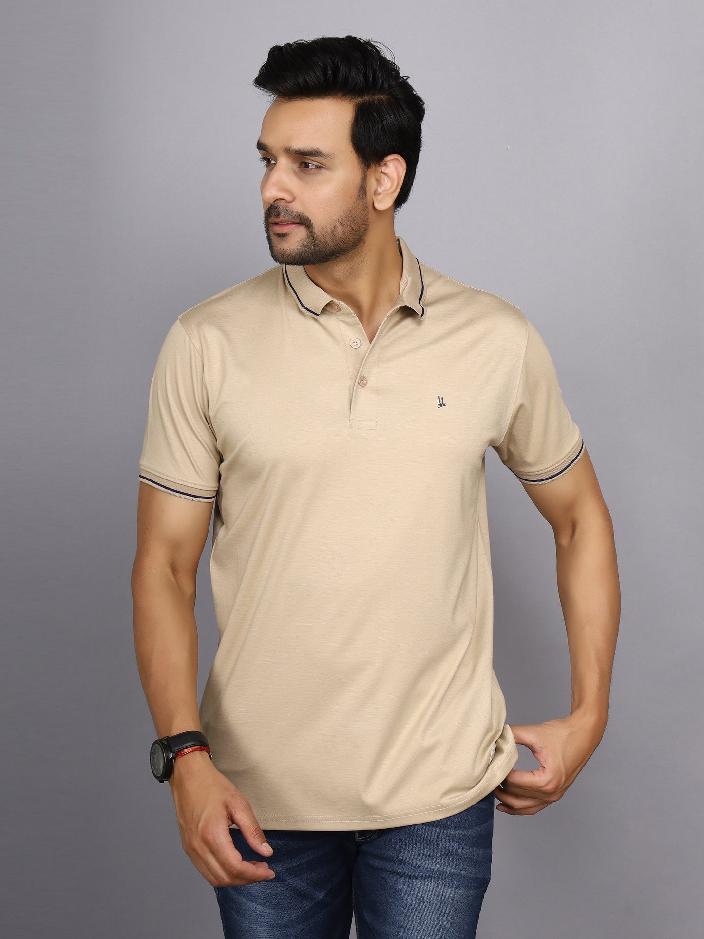 Arbour Men Polo Neck Solid Half Sleeves T-Shirt