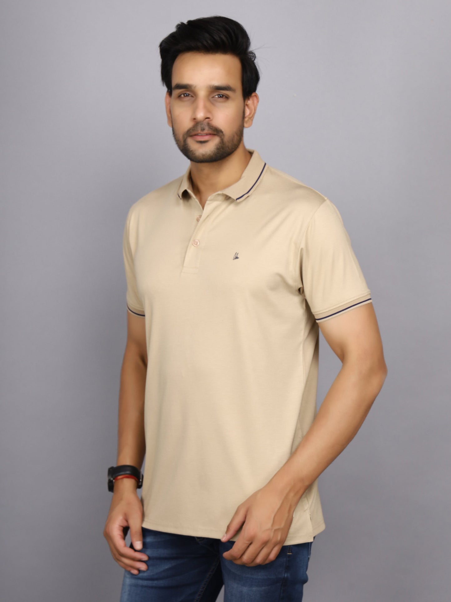 Arbour Men Polo Neck Solid Half Sleeves T-Shirt