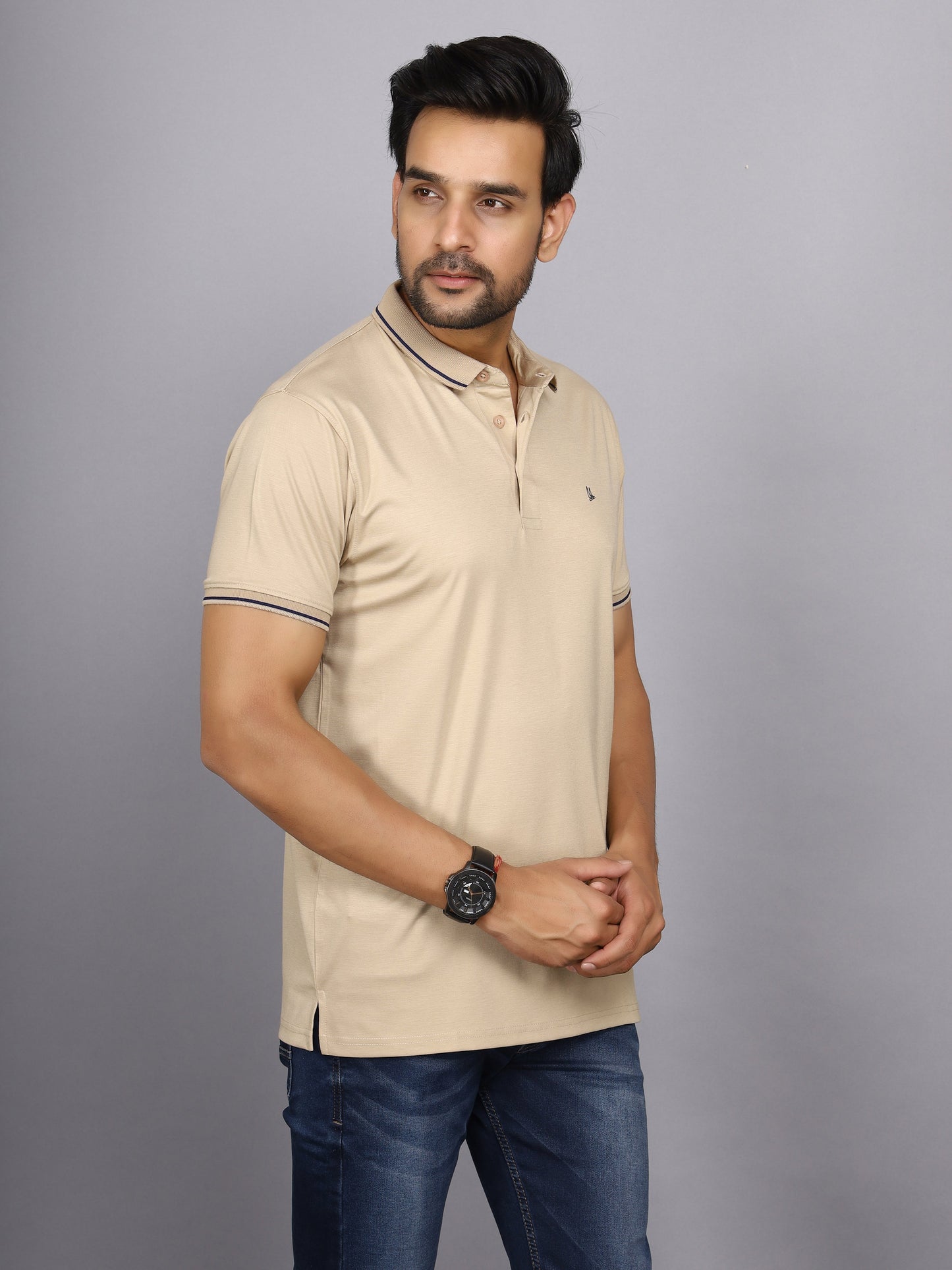 Arbour Men Polo Neck Solid Half Sleeves T-Shirt