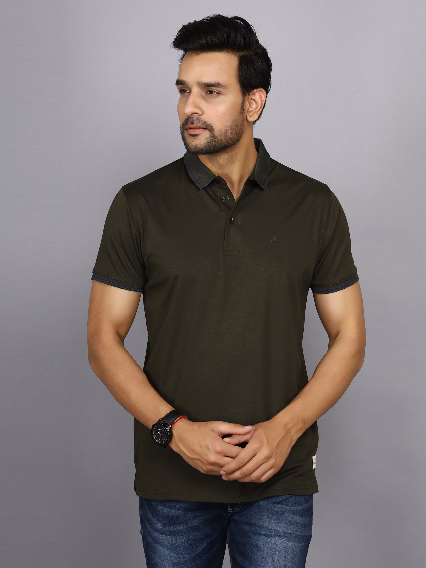 Arbour Men Polo Neck Solid Half Sleeves T-Shirt