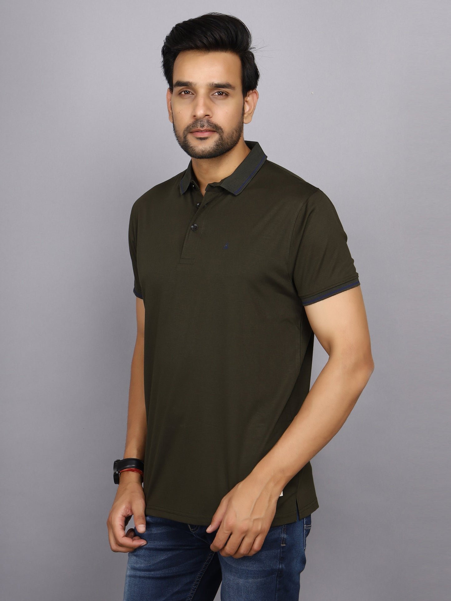 Arbour Men Polo Neck Solid Half Sleeves T-Shirt