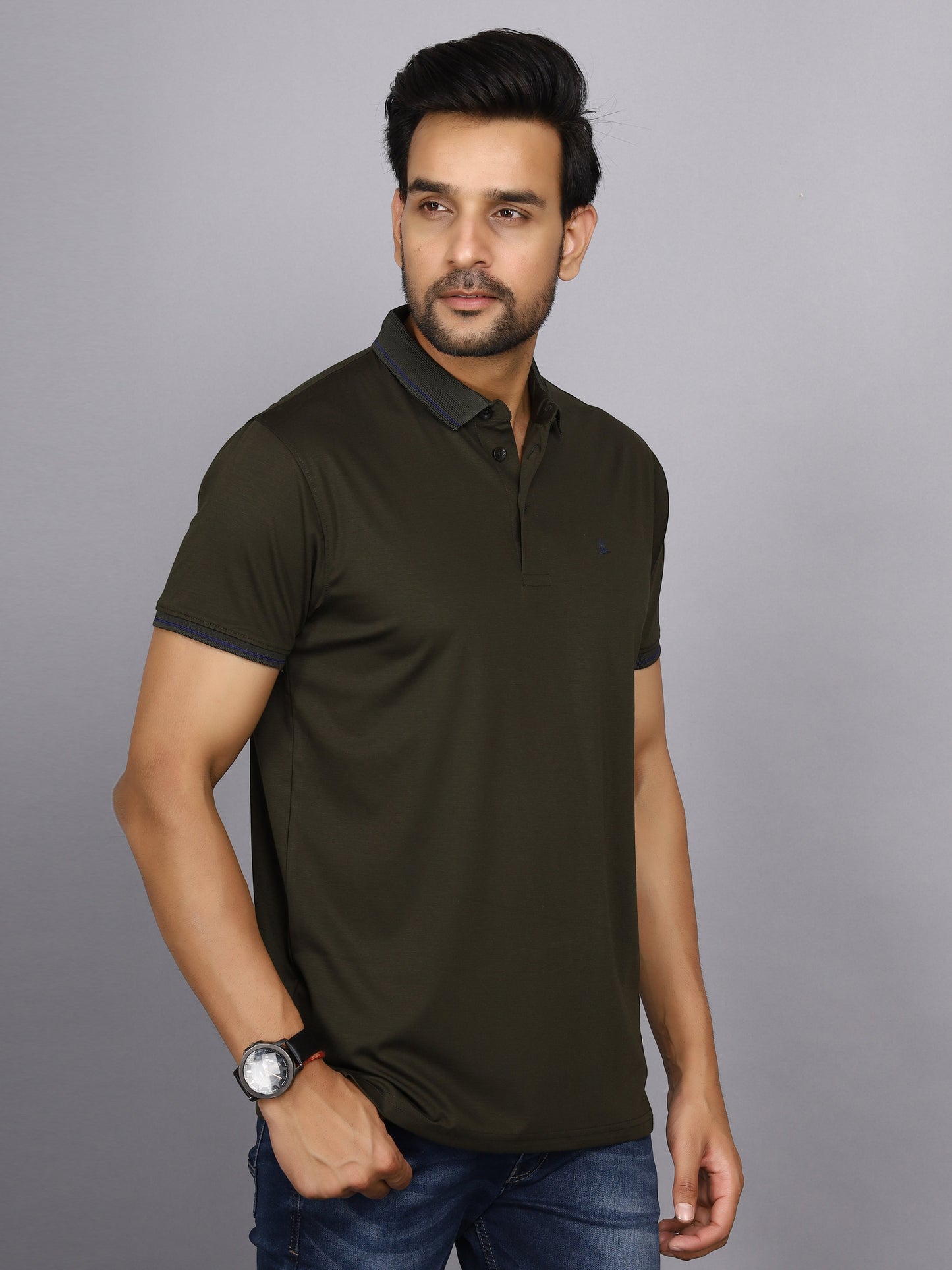 Arbour Men Polo Neck Solid Half Sleeves T-Shirt