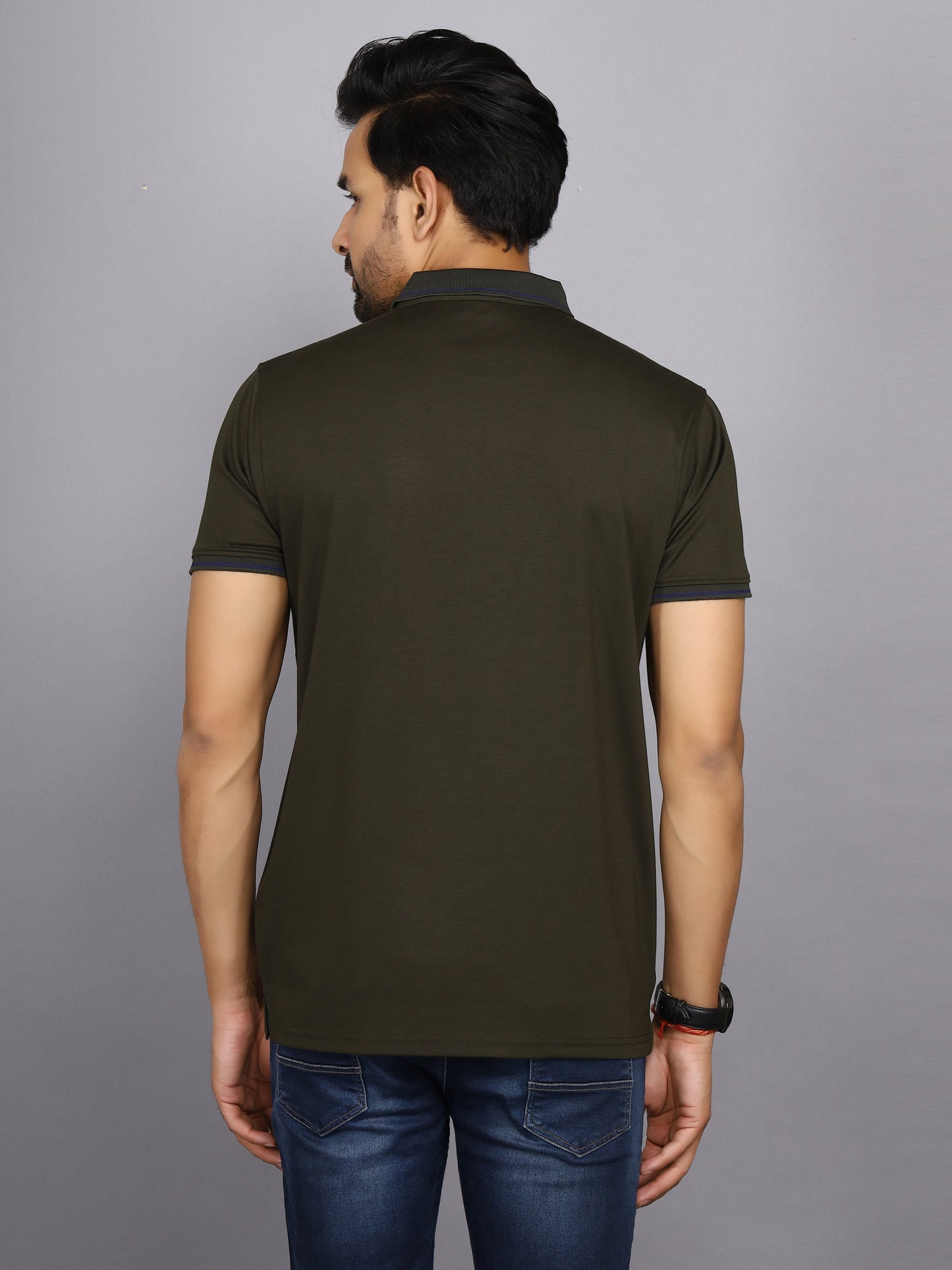 Arbour Men Polo Neck Solid Half Sleeves T-Shirt