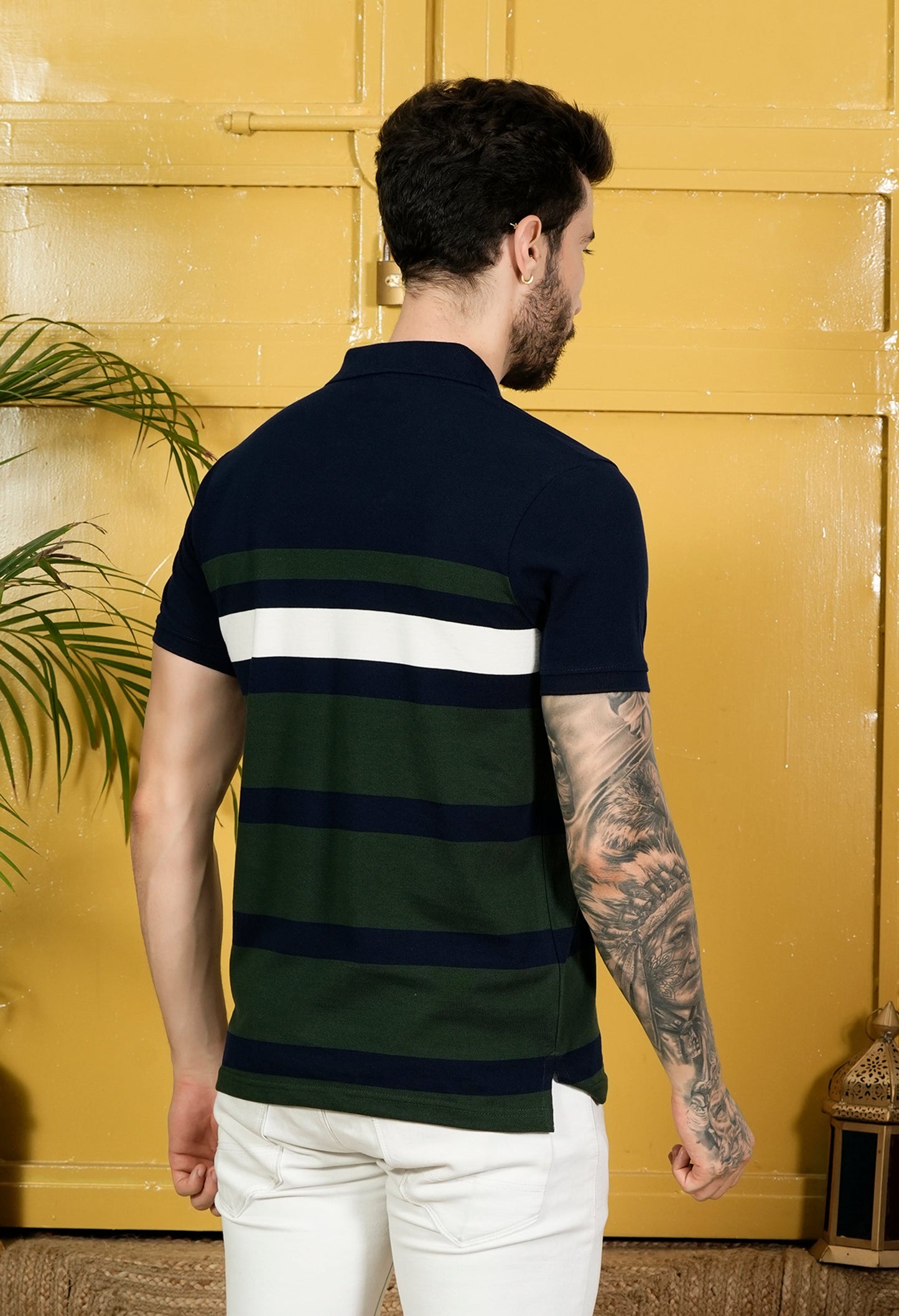 Arbour Men Polo Neck Stripes casual Slim Fit T-Shirt