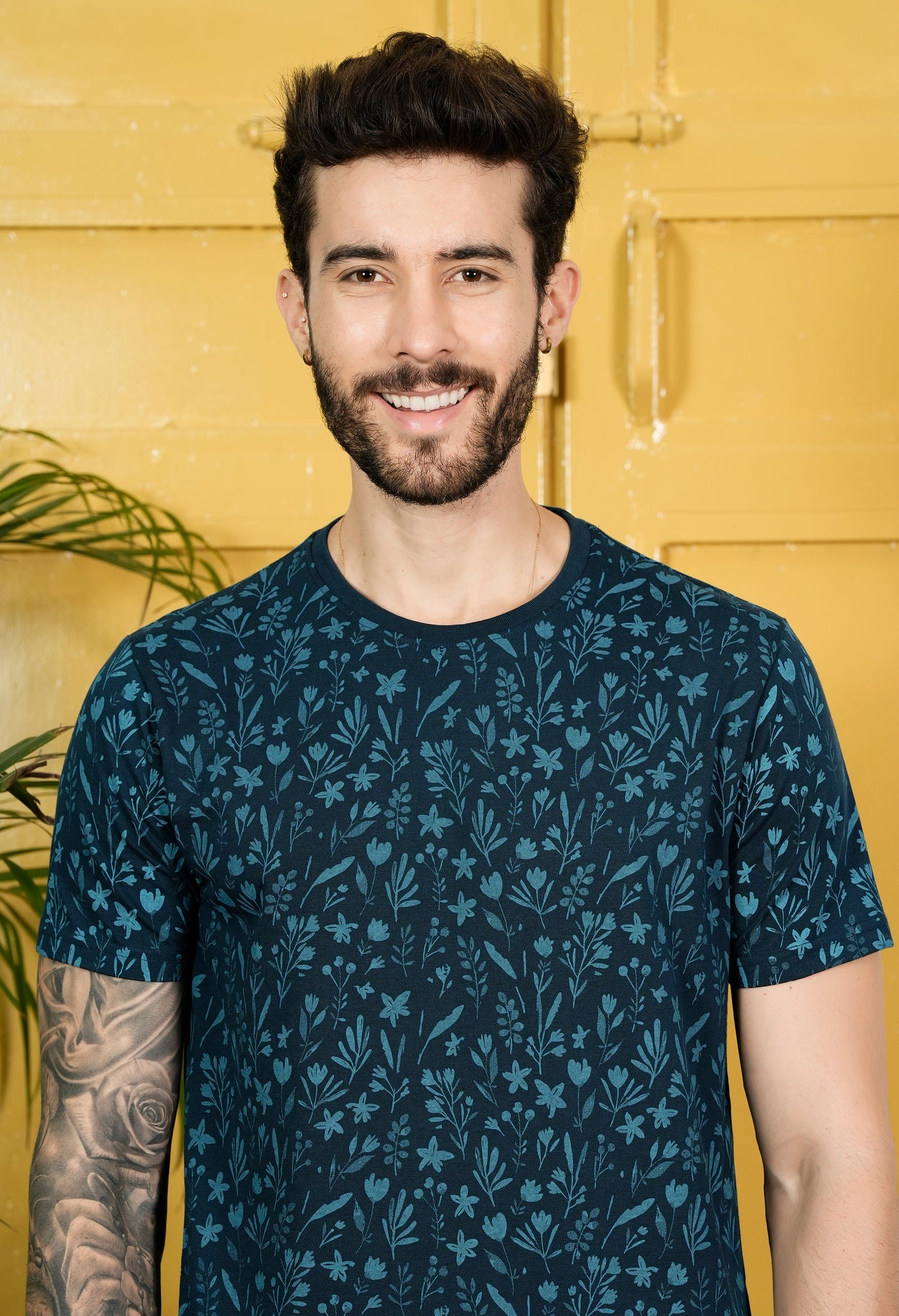 Arbour Men Round Neck All Over Print Half Sleeves T-Shirt