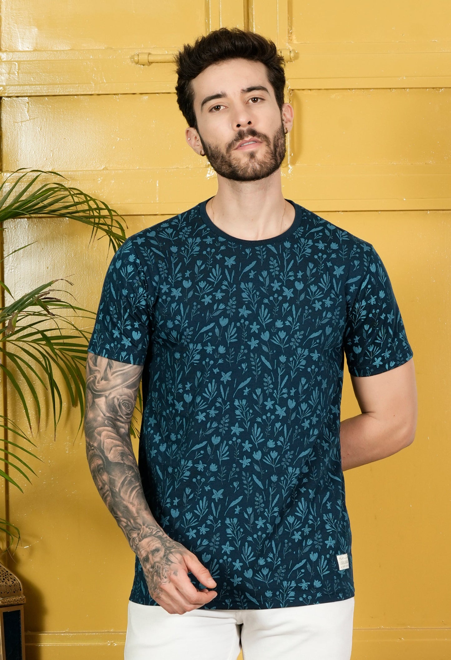 Arbour Men Round Neck All Over Print Half Sleeves T-Shirt