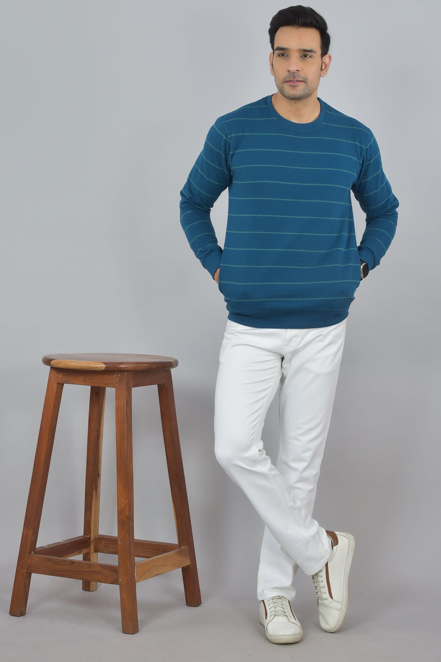 Arbour Men Stripes Full Sleeves Sweatshirts