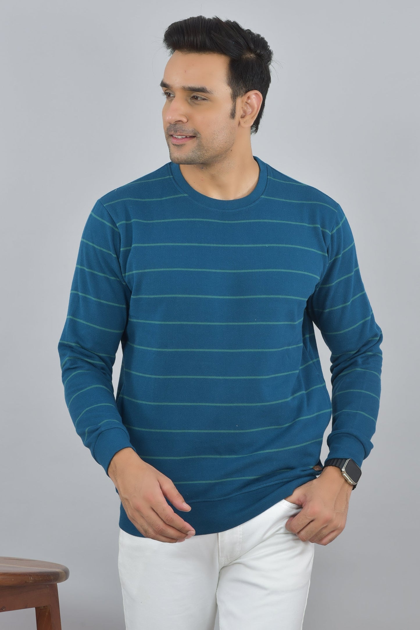 Arbour Men Stripes Full Sleeves Sweatshirts